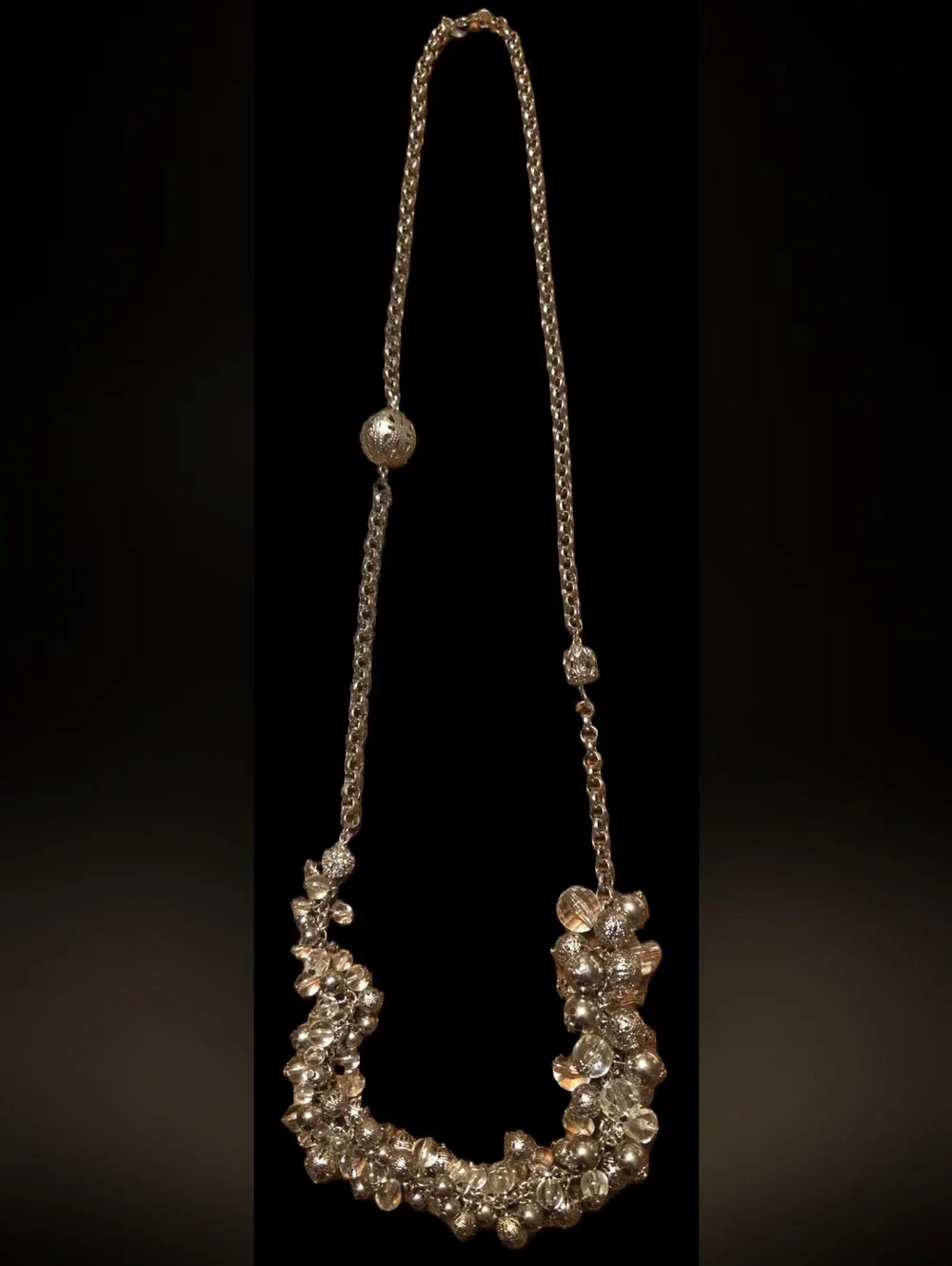 Elegant Silver-Tone Cluster Necklace